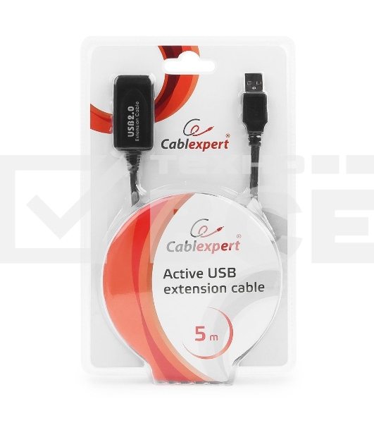 Кабель удлинитель USB 2.0 активный Gembird/Cablexpert UAE-01-5M, AM/AF, 5м