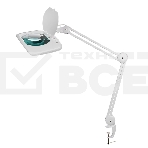 Лупа на струбцине Rexant, квадратная, 5D, с подсветкой 60 SMD LED, сенсорный регулятор яркости, белая, фото 1