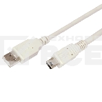 Кабель USB (шт. mini USB - шт. USB A) 1.8 метра, серый REXANT, фото 1