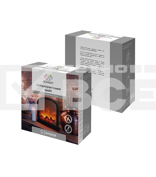 Светодиодный камин Neon-night 'Шале' с эффектом живого огня 30х13х28 см, батарейки 3хС (не в комплекте) или от USB (в комплекте)