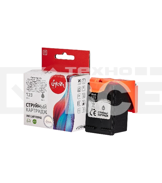 Струйный картридж Sakura F6V17AE (№123 Black) для HP, черный, 18 мл., 600 к.