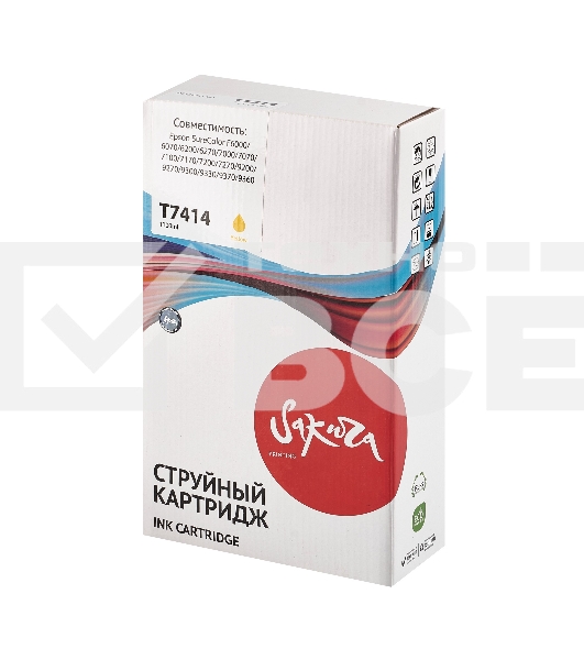 Контейнер с чернилами Sakura C13T741400 (T7414 Y) для Epson, пурпурный , 1000 мл.