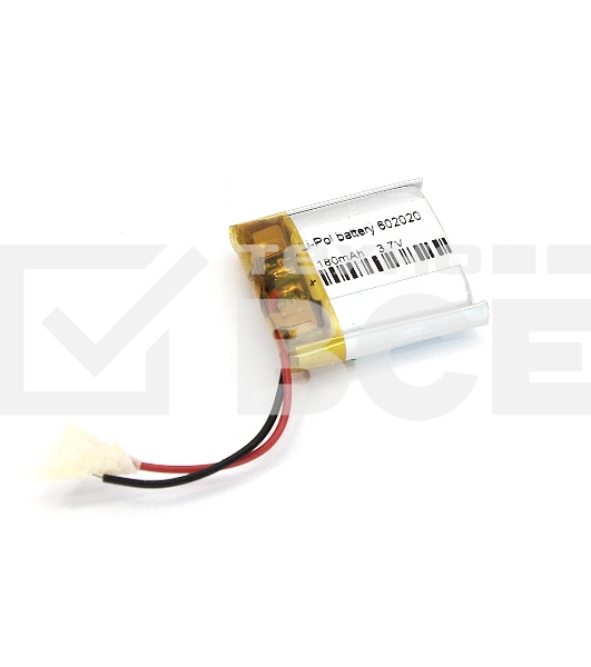 Аккумулятор Li-Pol (батарея) 6x20x20мм 2pin 3.7V/180mAh
