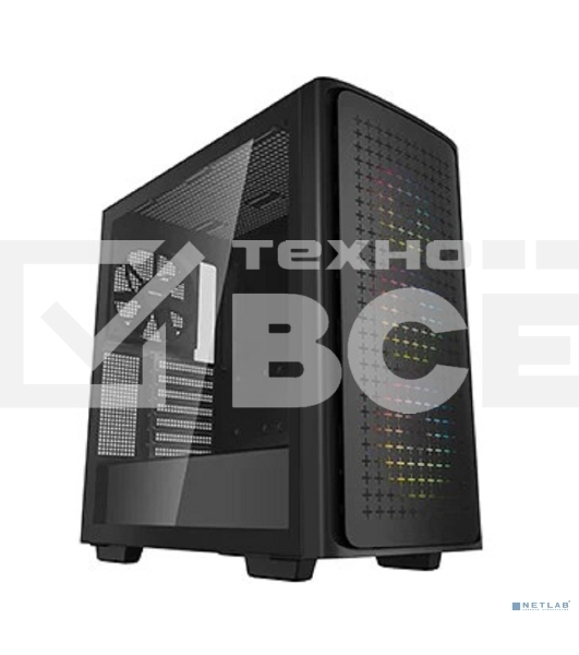Компьютерный корпус Deepcool CK560 без БП, боковое окно (закаленное стекло), 3xARGB LED 120мм вентилятора спереди и 1x140мм вентилятор сзади, черный, ATX