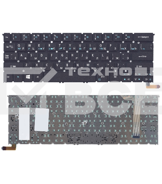 Клавиатура для ноутбука Acer Aspire R13 R7-371 R7-371T черная с подсветкой