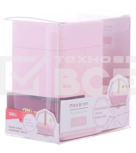 Точилка для карандашей механическая Deli ER10604 Macaron 1 отверстие пластик ассорти