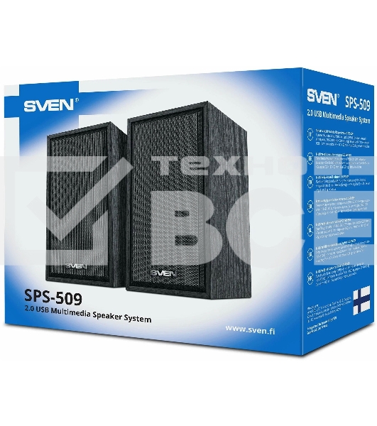 Колонки 2.0 (2x3W, USB+БП) дерево, black SVEN SPS-509