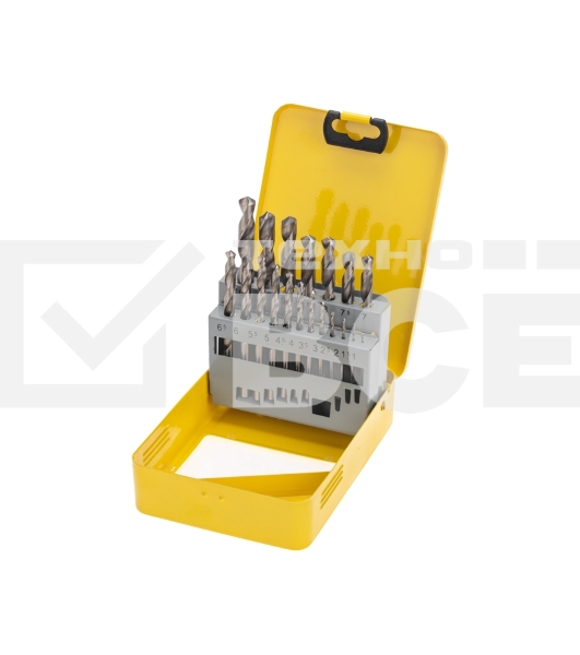 Набор сверл по металлу Kranz 1-10мм (через 0,5мм), HSS, цилиндрический хвостовик, металлический кейс, 19 шт.