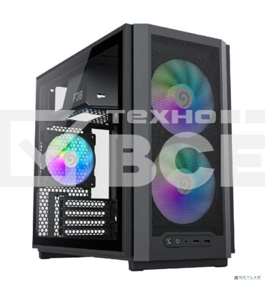 Компьютерный корпус без БП GameMax F36 BK (Midi Tower, ATX, Черный, 1хUSB Type-C, 3х120мм)