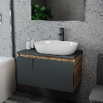 Комплект для ванной, 3 предмета (Тумба подвесная Bau Blackwood 80 графит + Раковина BAU 59х40, Смеситель высокий Hotel Black, черный), фото4