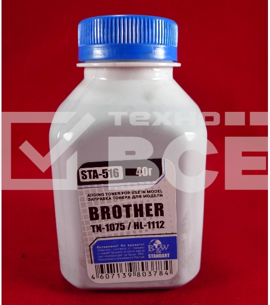 Тонер Brother TN 1075/1070/1060/1050/1040/1030/1020/1010/1000 HL-1112/1110/1111/1118 (фл,40г) B&W Standart фас. Россия