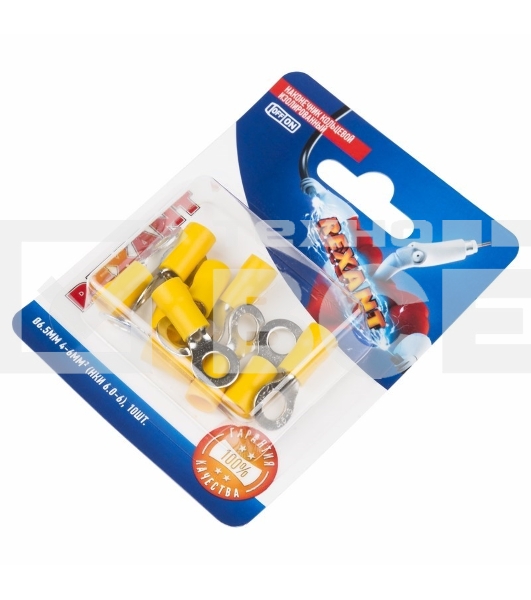 Наконечник кольцевой Rexant изолированный, ø6.5мм, 4-6мм², НКи 6.0-6 / НКи5,5-6 / RV5.5-6, желтый, в упак. 10 шт.