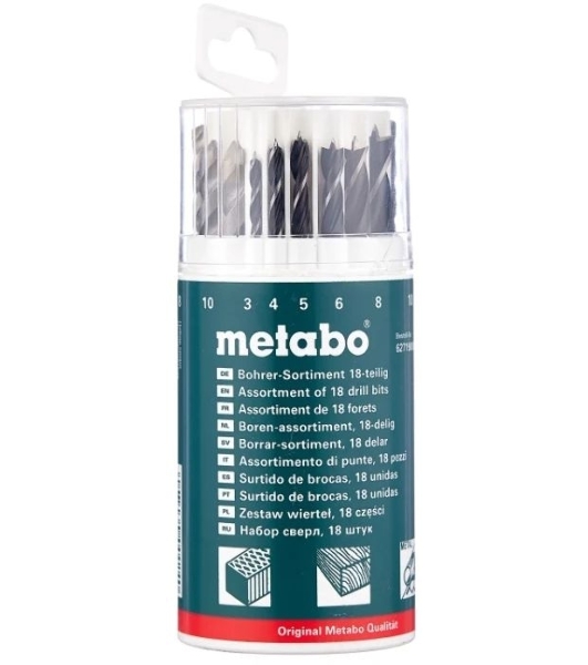 Набор 18 сверел Metabo 627190000 (камень,мет,дер 3-10 мм) пласт.кор