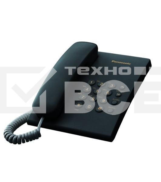 Телефон проводной Panasonic KX-TS2350RUB черный {повтор номера, регул-ка громкости, кр.на стену}
