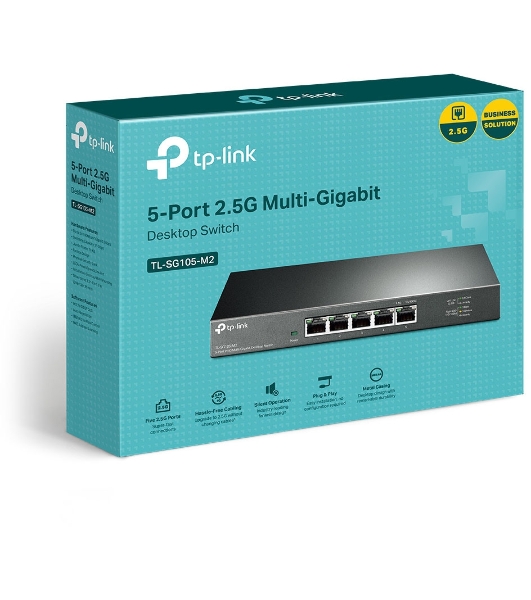 Коммутатор TP-Link 5-Port 2.5G Multi-Gigabit Desktop Switch, 5 × 2.5 G RJ45 Ports, Desktop Steel Case, Silent, Plug and Play, Wall mount.
