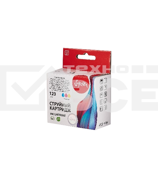 Струйный картридж Sakura F6V16AE (№123 Tri-colour) для HP, триколор, 18 мл., 330 к.