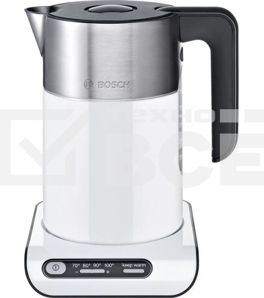 Чайник электрический Bosch TWK8611P 1.5л. 2400Вт белый/серебристый (корпус: нержавеющая сталь)