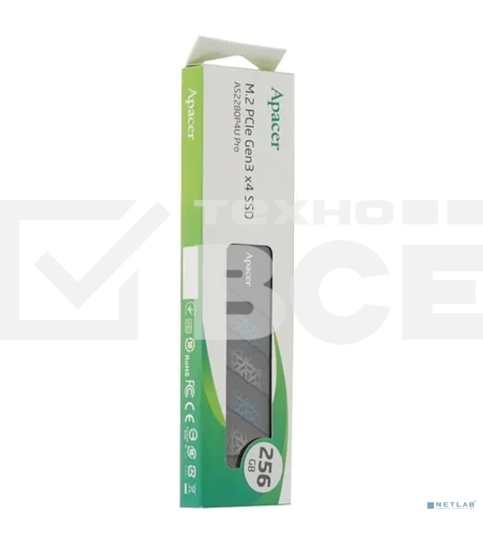 Накопитель SSD Apacer AS2280P4U PRO, 256Gb, PCIe 3.0 x4, M.2 2280, NVMe, R/W 3500/1200, с радиатором