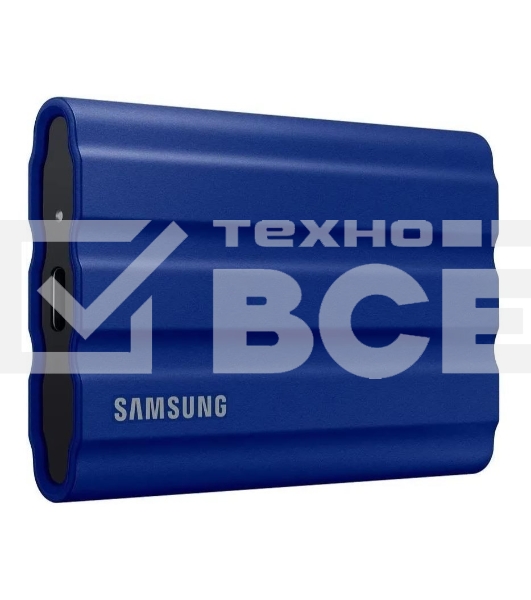 Накопитель  Samsung External SSD T7 Shield, 2TB, Type C-to-C/A, USB 3.2 Gen2, R/W 1050/1000MB/s, IP65, 88x59x13mm, 98g, Blue (12 мес.)