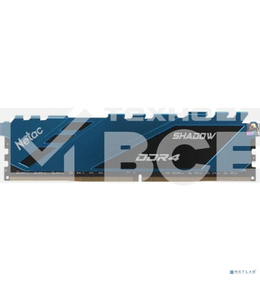 Оперативная память NETAC Shadow, DDR4, 8GB (1x8GB), 2666MHz, CL19, с радиаторами, синий