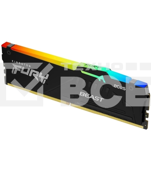 Оперативная память Kingston Fury Beast, DDR5, 32GB (1x32GB), 6000MHz, CL30, DIMM, с радиатором, RGB, черный