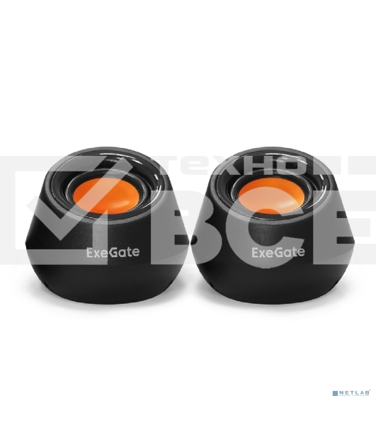 Акустическая система 2.0 ExeGate EX287060RUS Disco 130 (питание USB, 2х3Вт (6 Вт RMS), 100-20000Гц, черный/оранжевый)