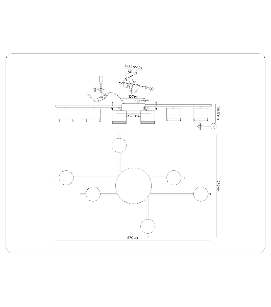 Потолочный светильник Ambrella light FL51755/6 WH/GD белый/золото GX53/6 max 12W 870*570*110