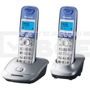 Телефон беспроводной (DECT) Panasonic KX-TG2512RUS (серебристый) {Доп трубка в комплекте,АОН, Caller ID,спикерфон на трубке,полифония}