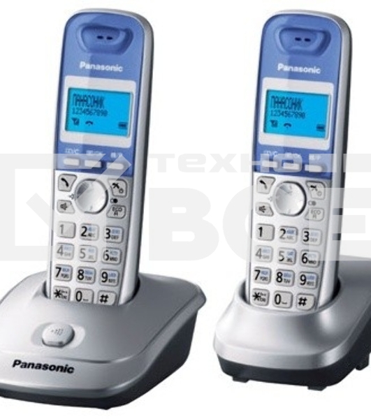 Телефон беспроводной (DECT) Panasonic KX-TG2512RUS (серебристый) {Доп трубка в комплекте,АОН, Caller ID,спикерфон на трубке,полифония}