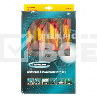 Набор отверток GROSS 12950 диэлектрических до 1000в тестер crmo двухкомпонентные рукоятки (8шт.)