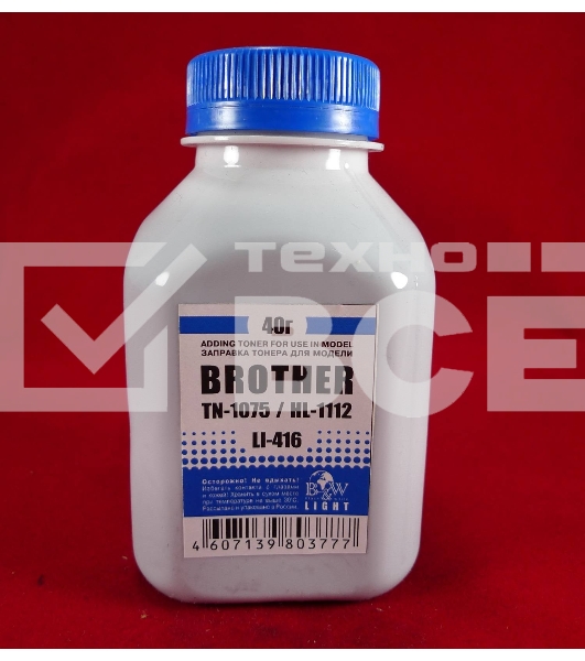 Тонер Brother TN 1075/1070/1060/1050/1040/1030/1020/1010/1000 HL-1112/1110/1111/1118 (фл,40г) B&W Light фас. Россия