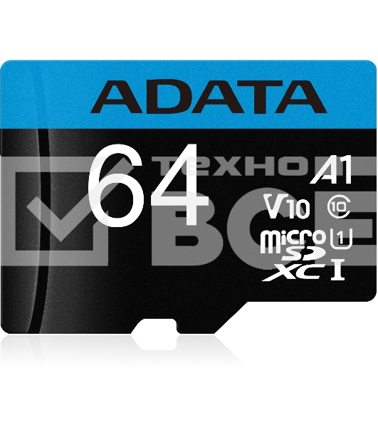 Флеш карта microSD 64GB ADATA microSDHC Class 10 UHS-I A1 100/25 MB/s (SD адаптер)