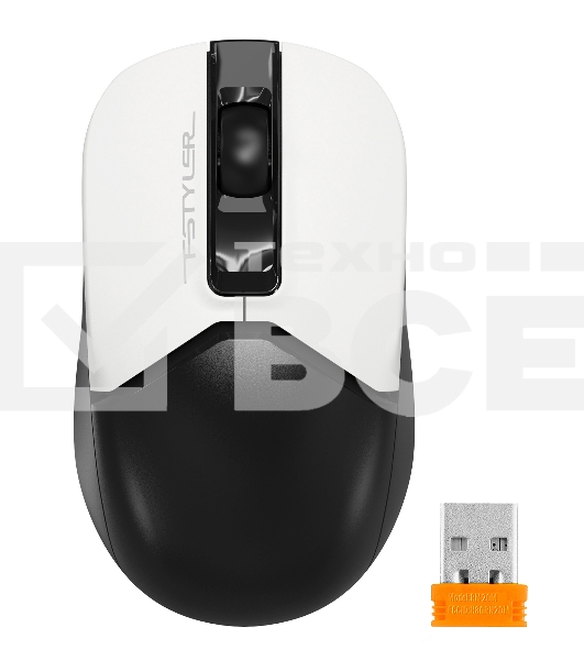 Мышь беспроводная A4Tech Fstyler FG12S белый/черный, 1200 dpi, радиоканал, USB, кнопки - 3