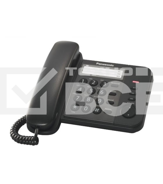 Телефон проводной Panasonic KX-TS2352RUB черный индикатор вызова,порт для доп. телеф. оборуд.,4 уровня громкости звонка