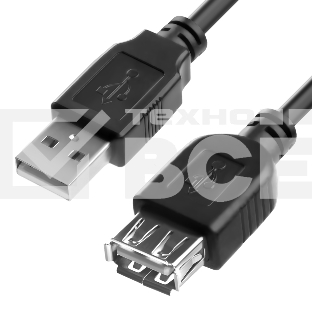 Удлинитель 2.5m USB 2.0, AM/AF, черный Удлинитель 2.5m USB 2.0, AM/AF, черный
