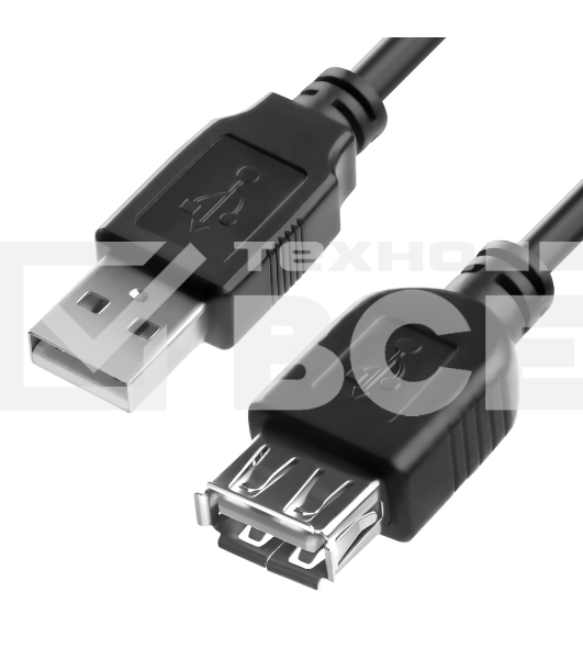 Удлинитель 2.5m USB 2.0, AM/AF, черный Удлинитель 2.5m USB 2.0, AM/AF, черный