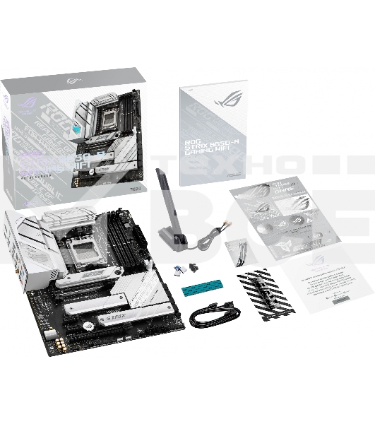Материнская плата ASUS ROG STRIX B650-A GAMING WIFI, AM5, AMD B650, 4xDDR5, 4xSATA, 3xM.2, 1xPCIe 4.0 x16, 1xPCIe 4.0 x4, 1xHDMI, 1xDP, 1x 2.5Gb LAN, 3xUSB-A 3.2 Gen 2, 4xUSB 2.0, 5x3.5 мм, 7.1, Standard-ATX