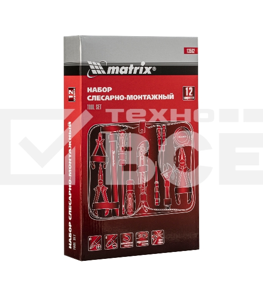 Набор инструментов MATRIX 13562 набор слесарно-монтажный 12 пред.