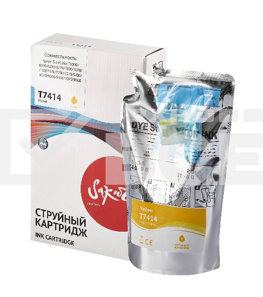 Контейнер с чернилами Sakura C13T741400 (T7414 Y) для Epson, пурпурный , 1000 мл.