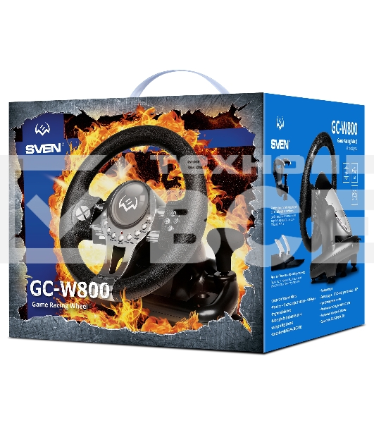 Руль SVEN GC-W800 (педали, вибро, скоба, D-pad, 12 кл, PC/PS3/PS4/XBOXONE/Xinput)