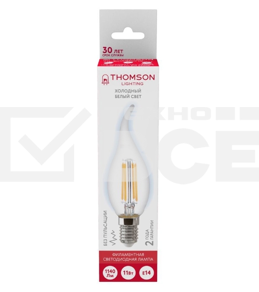 Лампа светодиодная Hiper THOMSON LED FILAMENT TAIL CANDLE 11W 1140Lm E14 6500K