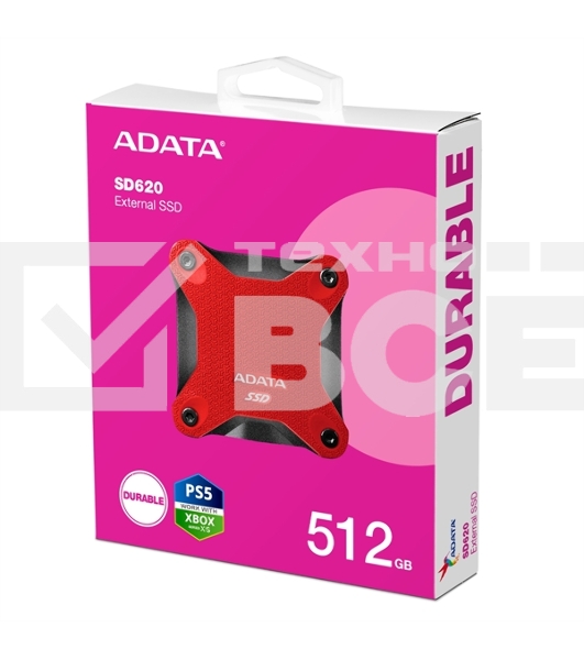 Внешний SSD ADATA SD620, 512 Gb, USB 3.2 Gen 2 Type-A, R/W 520/460, красный