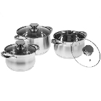 Набор посуды WEBBER BE-614/6 из нерж.стали 6 пр. 2,1 л, 2,9 л, 3,9 л со стеклянными крышками В наборе 6 предметов: кастрюля со стеклянной крышкой 16х10,5 см; 2,1 л кастрюля со стеклянной крышкой 18х11,5 см; 2,9 л кастрюля со стеклянной крышкой 20х12,5 см; 3,9 л Толщина стали 0,5 мм, фото5