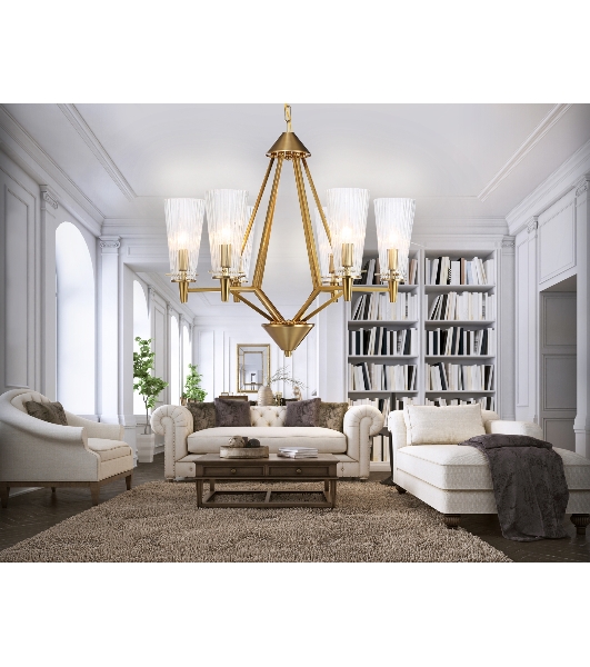 Светильник Ambrella light TR3231/6 BS/FR латунь/белый матовый E14*6 max 40W D610*585