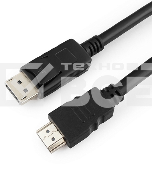 Кабель CablexpertDisplayPort->HDMI, 5м, 20M/19M, черный, экран, пакет