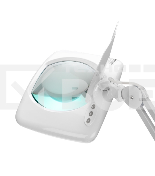 Лупа на струбцине Rexant, квадратная, 5D, с подсветкой 60 SMD LED, сенсорный регулятор яркости, белая