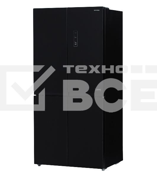 Холодильник Hyundai CM5005F черное трехкамерный 310/156л морозилка сбоку, Total No Frost, Side by Side