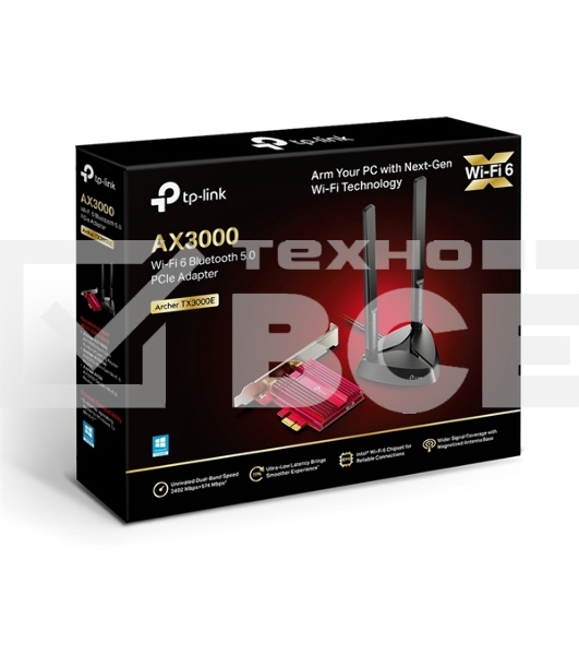 Адаптер TP-Link Wi-Fi 11AX 3000Mbps dual-band PCI-E adapter, two external Antennas
