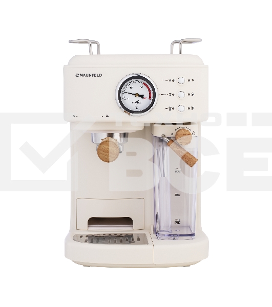 Кофеварка рожковая Maunfeld MF-737BG PRO бежевый, исп. кофе - молотый, 1.5 л, 1250 Вт, 15 Бар.