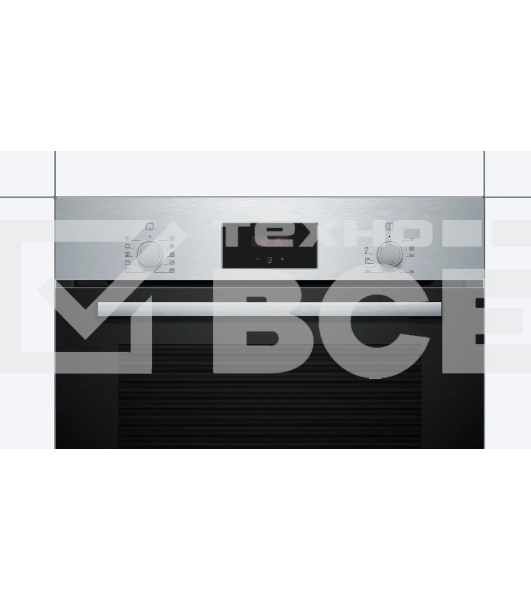 Духовой шкаф Bosch HBF512BS1T Serie 2, нержавеющая сталь, класс энергоэффективности А, 7 режимов, 3-х слойное остекление, LED-дисплей, утапливаемые переключатели, галогенное освещение, проволочные направляющие, сделано в Турции,